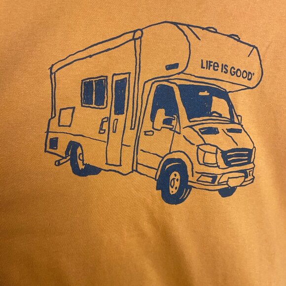 Life is Good Men's Xl Crusher T-Shirt Burnt Orange Sketchy RV Camping Casual - Picture 2 of 7